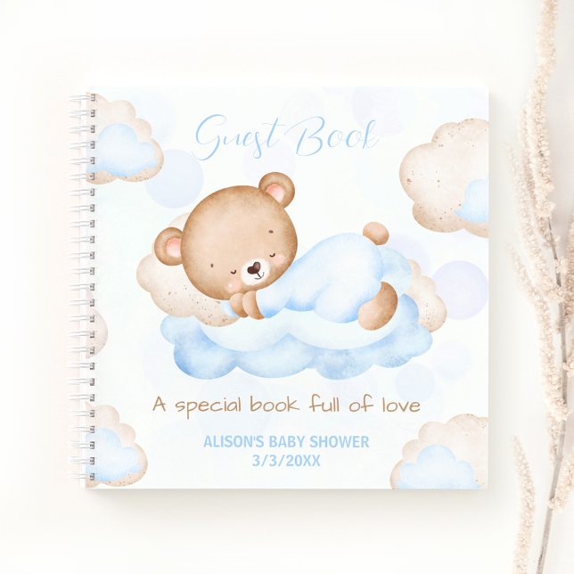 Wir können frühzeitig abwarten Baby Dusche Gästebu Notizbuch (We Can Bearly Wait Boy Baby shower Guest Book)