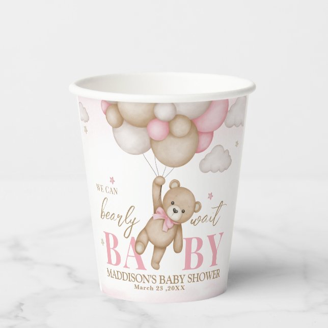 Wir können frühzeitig abwarten Baby Dusche Papiert Pappbecher (Vorderseite)
