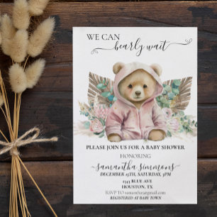 Wir können frühzeitig abwarten Babydusche pink Boh Einladung