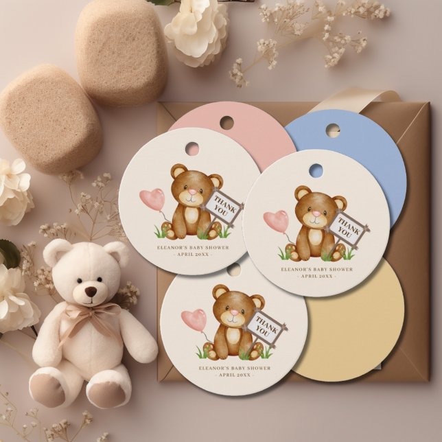 Wir können frühzeitig abwarten Babydusche pink Dan Geschenkanhänger (Von Creator hochgeladen)