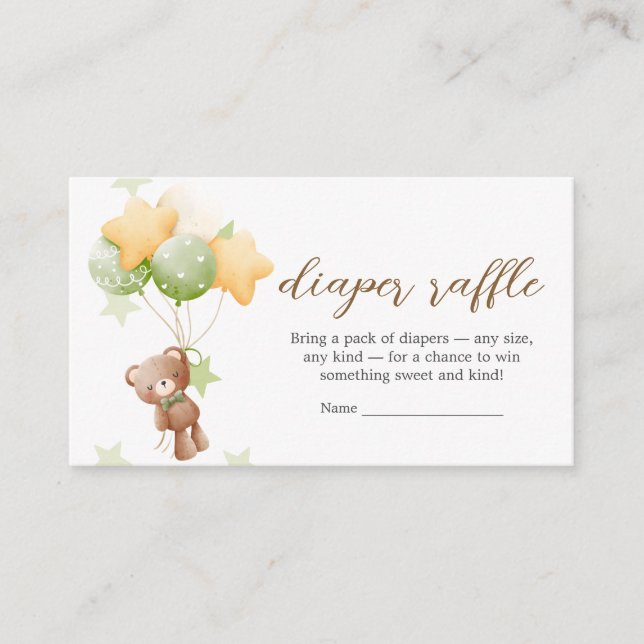 Wir können frühzeitig auf Balloon Baby Diaper Raff Begleitkarte (Vorderseite)