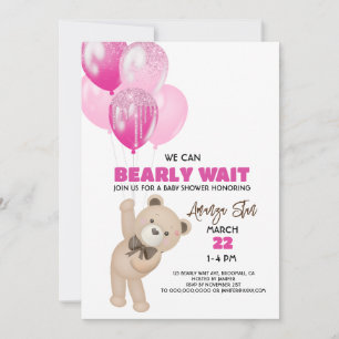 Wir können frühzeitig auf Balloons warten Teddy Be Einladung