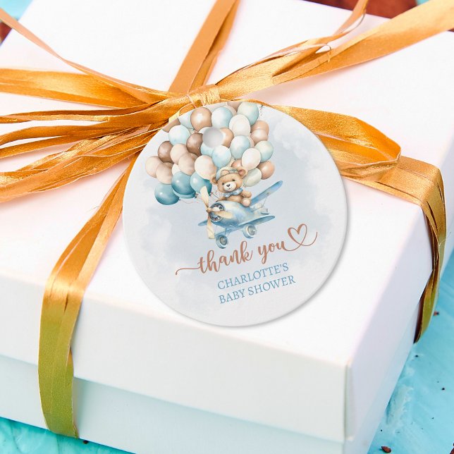 Wir können frühzeitig auf Blue Balloons Babydusche Geschenkanhänger (We can bearly wait gift tags)