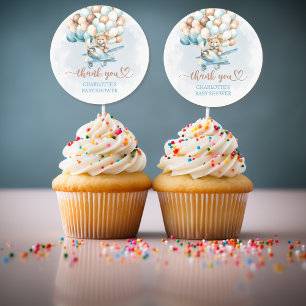 Wir können frühzeitig auf Blue Balloons Babydusche Runder Aufkleber