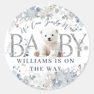 Wir können frühzeitig auf die Baby-Babydusche wart Runder Aufkleber