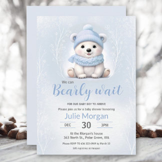 Wir können frühzeitig auf die Blue Polar Bear Baby Einladung