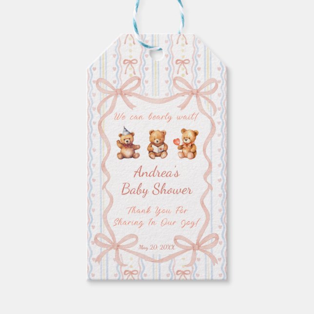 Wir können frühzeitig auf die Dusche mit rosa Schn Geschenkanhänger (Vorderseite)