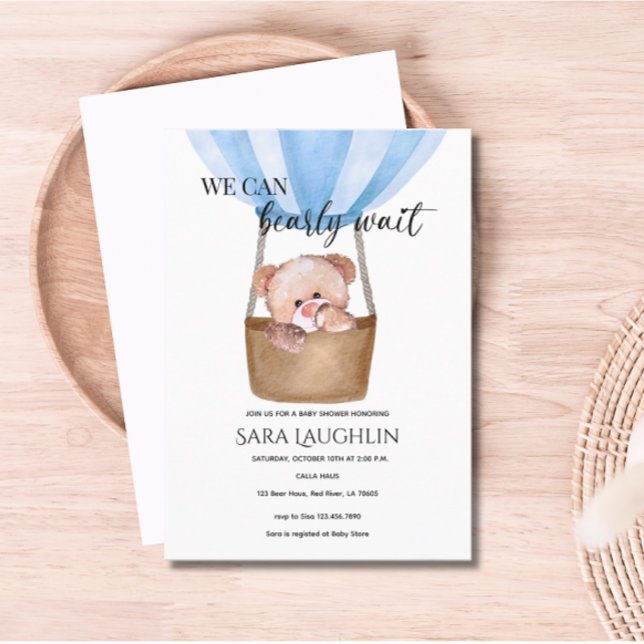 Wir können frühzeitig auf die Einladung eines Baby (We Can Bearly Wait Baby Bear Baby Shower Invitation)