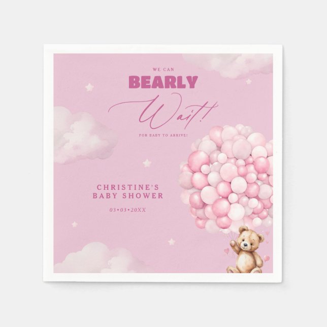 Wir können frühzeitig auf die Pink Girl Baby Dusch Serviette (Vorderseite)