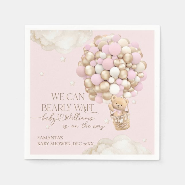 Wir können frühzeitig auf die Pink Girl Baby Dusch Serviette (Vorderseite)