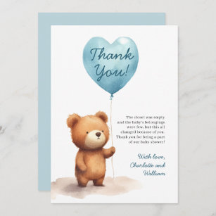 Wir können frühzeitig auf die Teddy Bear Blue Boy  Dankeskarte