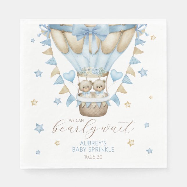 Wir können frühzeitig auf die Zwillingsjunge warte Serviette (Vorderseite)