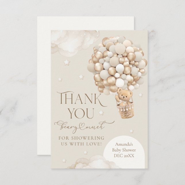 Wir können frühzeitig auf eine neutrale Babydusche Dankeskarte (Vorne/Hinten)