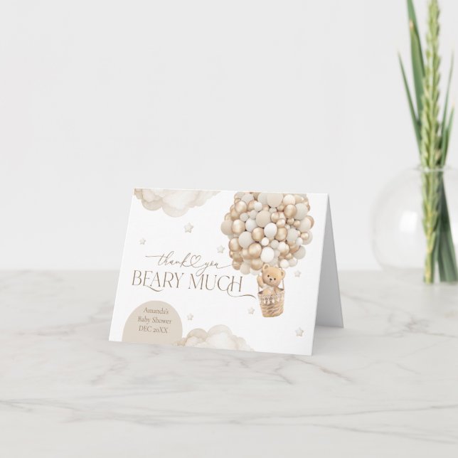 Wir können frühzeitig auf eine neutrale Babydusche Dankeskarte (Vorderseite)