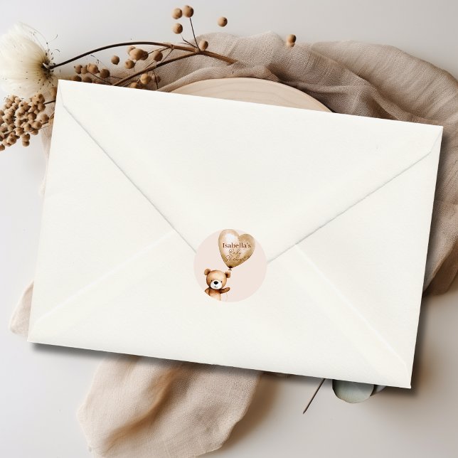 Wir können frühzeitig auf eine neutrale Babydusche Runder Aufkleber (We Can Bearly Wait Gender Neutral Baby Shower Classic Round Sticker)