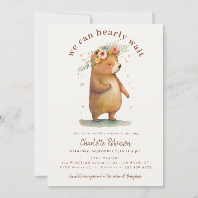 Wir können frühzeitig auf eine Niedliche Bärendusc Einladung (Vorderseite)