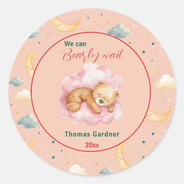 Wir können frühzeitig auf eine Niedliche Bear Baby Runder Aufkleber (Vorderseite)