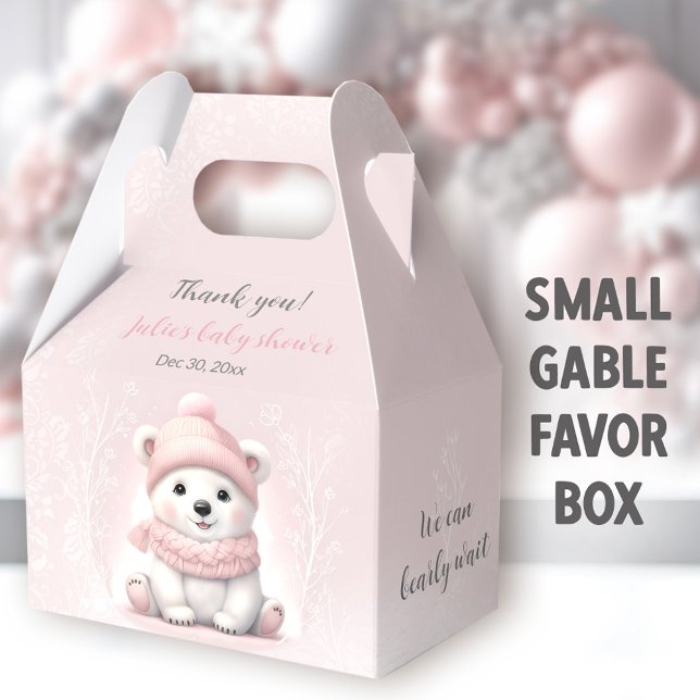 Wir können frühzeitig auf eine pinkfarbene Polar B Geschenkschachtel (Pink Polar Bear Small Gable Favor Boxes - You can choose from 3 sizes of these gable favor boxes)