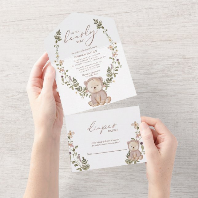 Wir können frühzeitig auf eine Teddy Bear Baby Dus All In One Einladung (Abreißen)