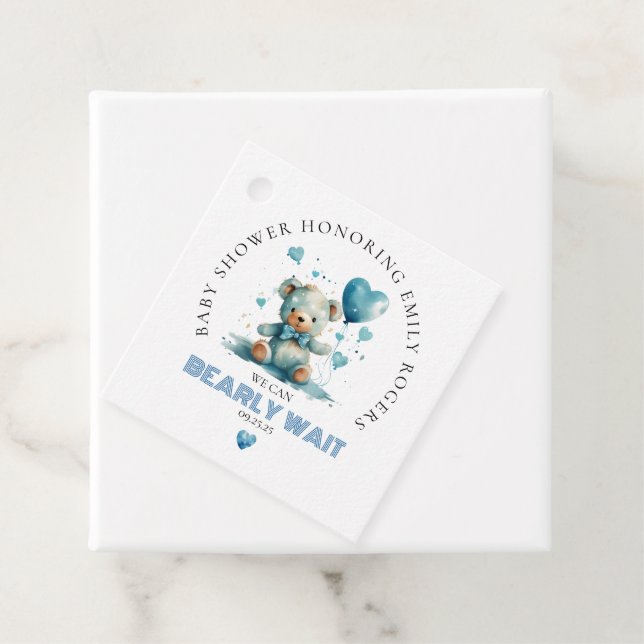 Wir können frühzeitig auf einen blauen Teddybär wa Geschenkanhänger (Beispiel)