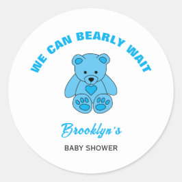 Wir können frühzeitig Baby Dusche Blue Teddy Bären Runder Aufkleber