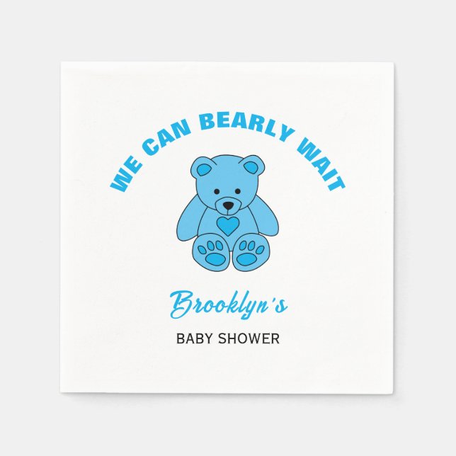 Wir können frühzeitig Baby Dusche Blue Teddy Bären Serviette (Vorderseite)