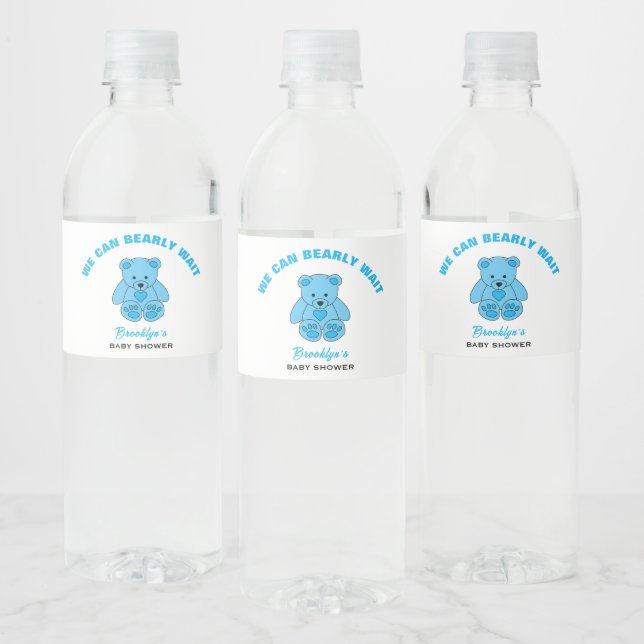 Wir können frühzeitig Baby Dusche Blue Teddy Bären Wasserflaschenetikett (Flaschen)