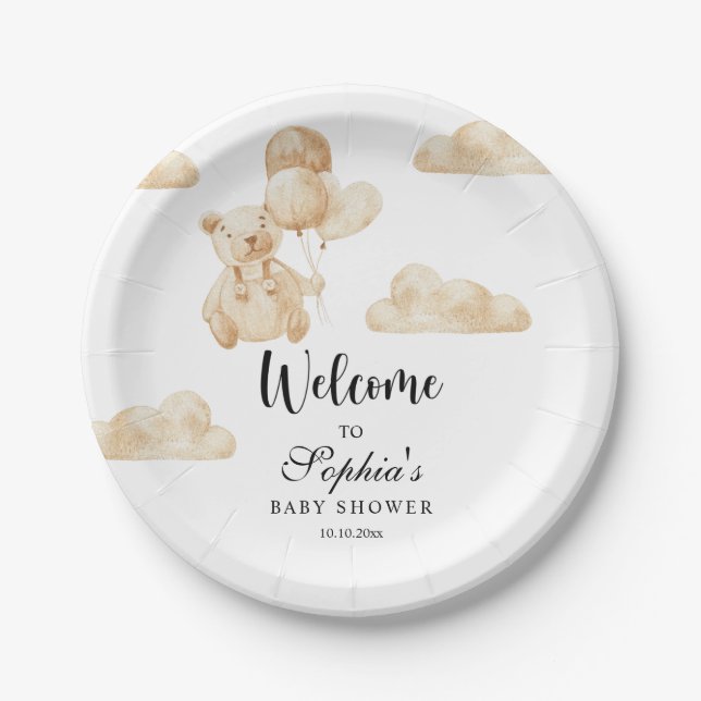 Wir können frühzeitig Babydusche warten Pappteller (Vorderseite)