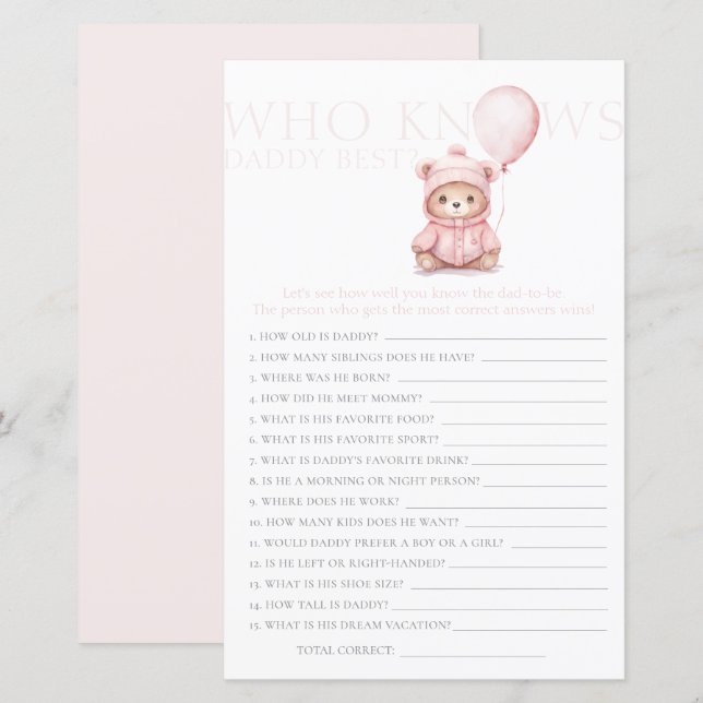 Wir können frühzeitig das Pink Bear Girl Baby Dusc (Vorne/Hinten)