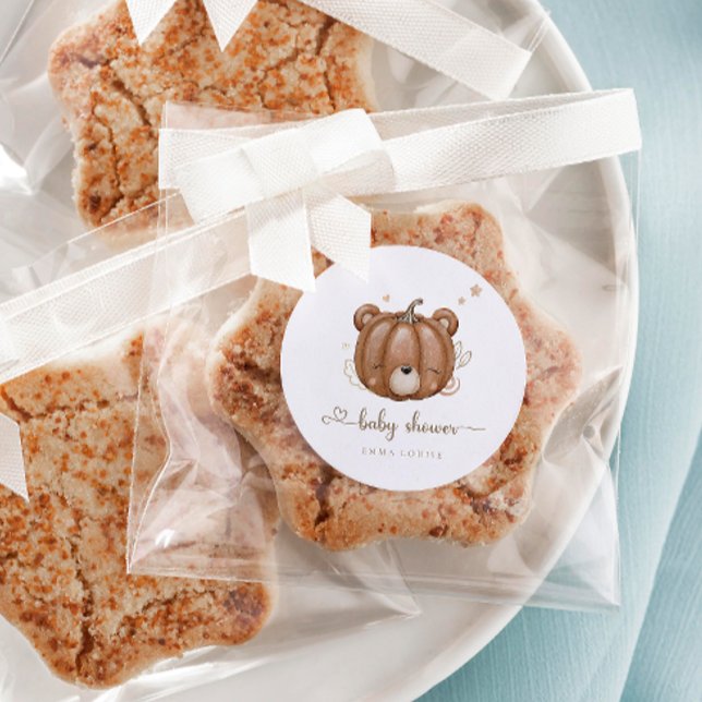 Wir können frühzeitig den kleinen Kürbisbär abwart Runder Aufkleber (Von Creator hochgeladen)