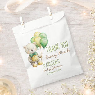 Wir können frühzeitig die grüne Teddybär-Babydusch Geschenktütchen