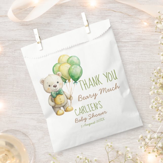 Wir können frühzeitig die grüne Teddybär-Babydusch Geschenktütchen (Ausgeschnitten)
