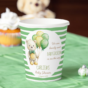 Wir können frühzeitig die grüne Teddybär-Babydusch Pappbecher