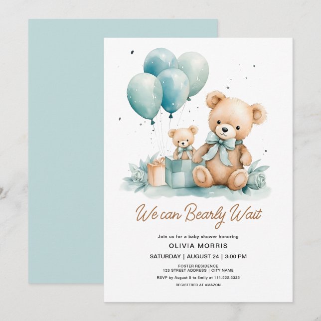 Wir können frühzeitig die Kinderdusche abwarten Einladung (Vorne/Hinten)