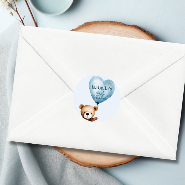 Wir können frühzeitig die Kinderdusche abwarten Runder Aufkleber (We Can Bearly Wait Boy Baby Shower Classic Round Sticker)