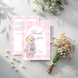 Wir können frühzeitig eine karierte, rosa Babydusc Dankeskarte