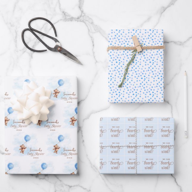 Wir können frühzeitig eine Personalisierte Babydus Geschenkpapier Set (Vorderseite)