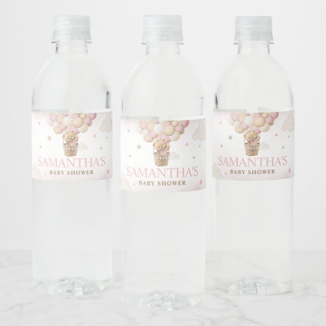 Wir können frühzeitig eine Pink Bear Babydusche ab Wasserflaschenetikett (Flaschen)