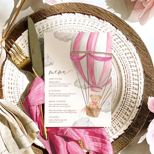 Wir können frühzeitig eine pinkfarbene Babydusche  Menükarte (Von Creator hochgeladen)