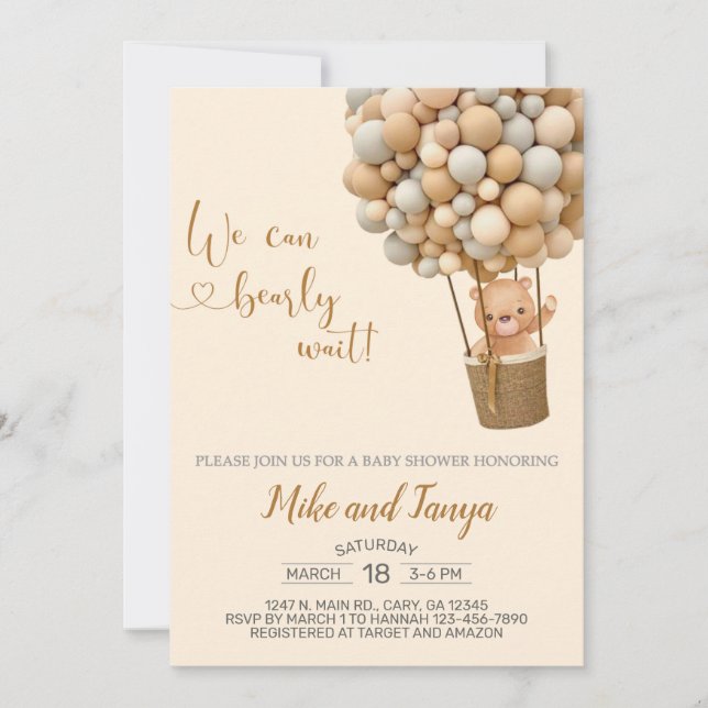 Wir können frühzeitig heiße Luft Ballon warten und Einladung (Vorderseite)