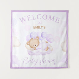 Wir können frühzeitig Lila Babydusche abwarten Beg Wandteppich