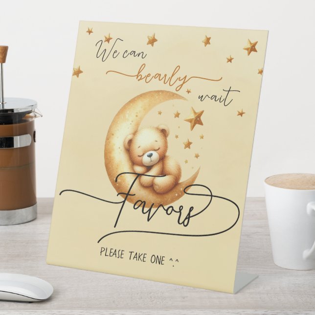 Wir können frühzeitig Niedliche Bear Baby Duschfav Sockelschild (In Situ)