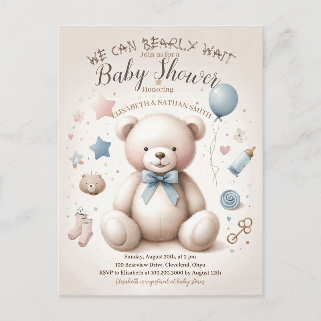 Wir können frühzeitig niedliche Teddy Bear Baby Sh Postkarte (Vorderseite)