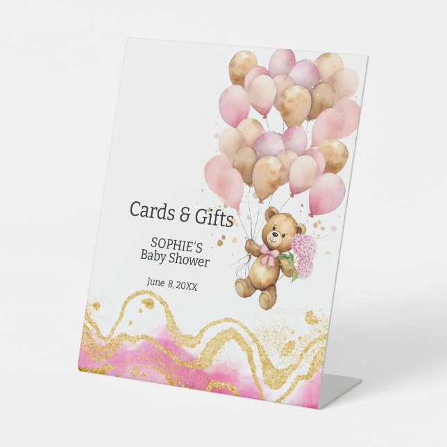 Wir können frühzeitig Pink und Gold Karten und Ges Sockelschild (Vorderseite)