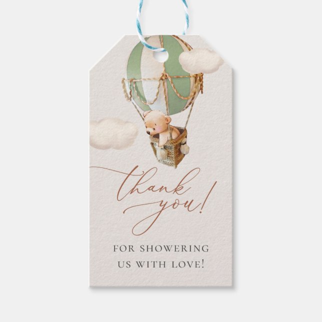 Wir können frühzeitig warten! Baby Shower Einladun Geschenkanhänger (Vorderseite)