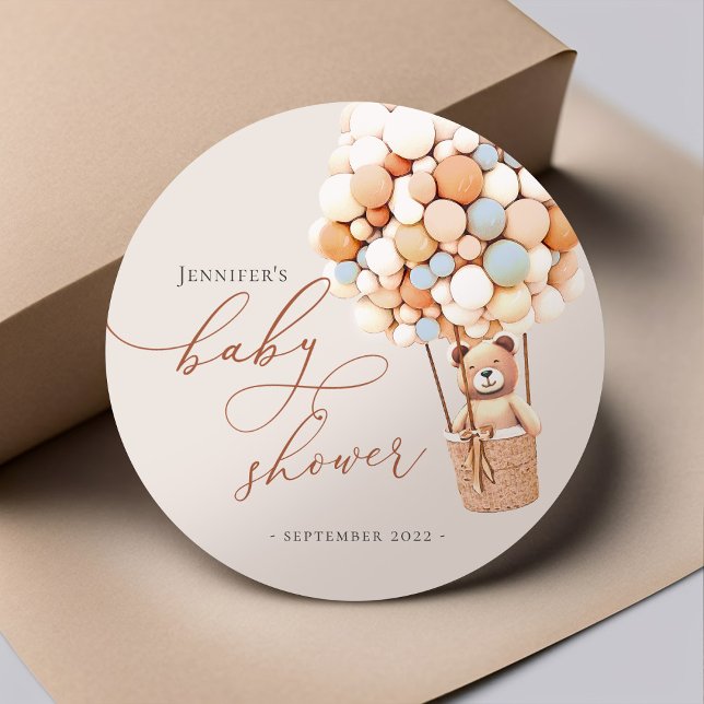 Wir können frühzeitig warten! Babydusche Classic R Runder Aufkleber (Von Creator hochgeladen)