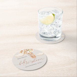 Wir können frühzeitig warten! Babydusche, Rundpapi Runder Pappuntersetzer