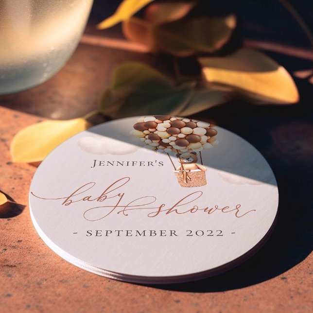 Wir können frühzeitig warten! Babydusche, Rundpapi Runder Pappuntersetzer (Von Creator hochgeladen)