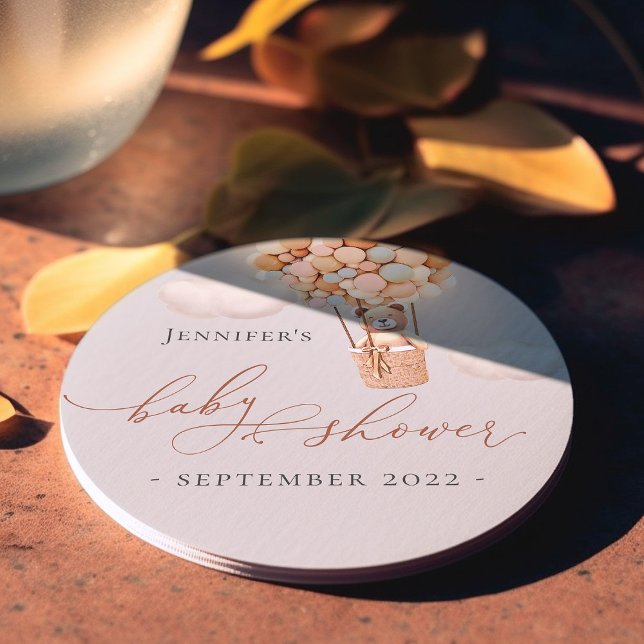 Wir können frühzeitig warten! Babydusche, Rundpapi Runder Pappuntersetzer (Von Creator hochgeladen)