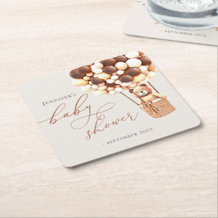 Wir können frühzeitig warten! Babydusche Square Pa Rechteckiger Pappuntersetzer